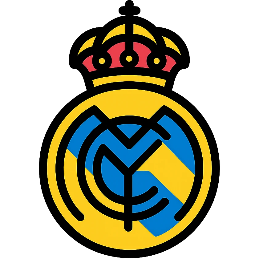 Real Madrid football club crest as a modern icon, clean lines, simplified details, bold shapes, no text, suitable for app icon emoji