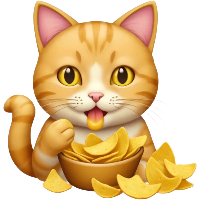Chat qui mange du chips emoji