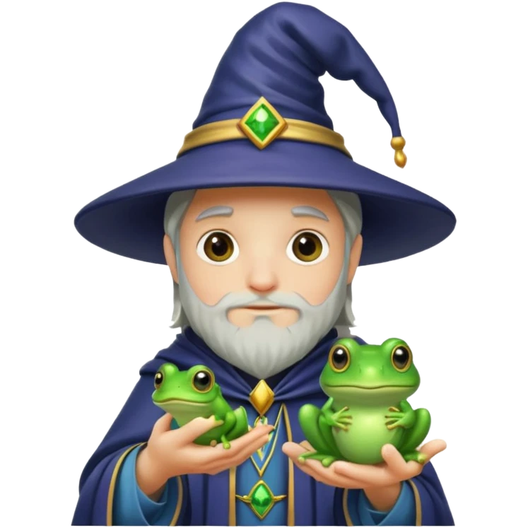 Wizard holding a frog emoji