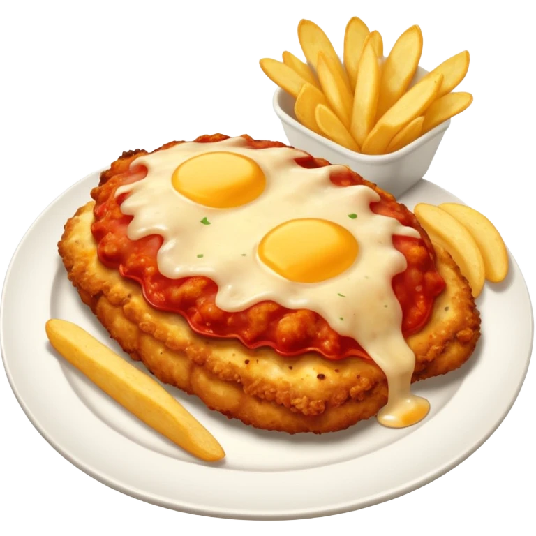 Chicken parmigiana with chips emoji