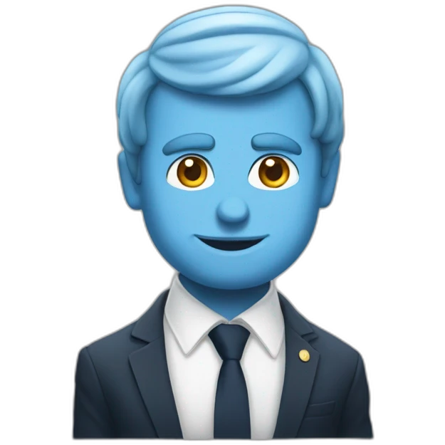 Macron met un bras tendu devant sa tête emoji