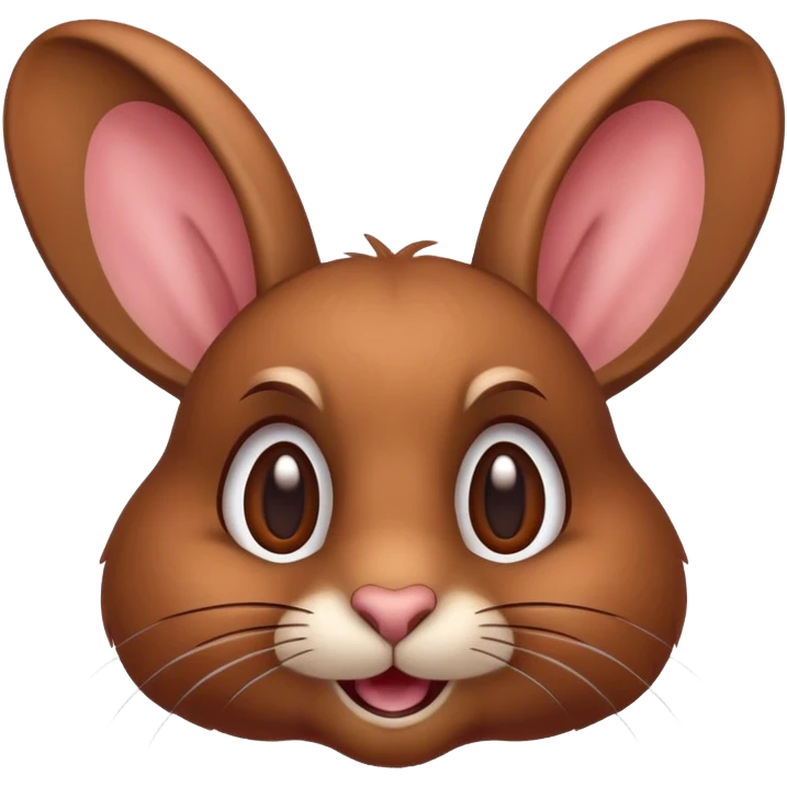 Cinematic Comical Brown Rabbit Portrait Emoji, Head tilted dramatically with an exaggeratedly amused expression, featuring a striking brown fur with lively, twitching ears and wide, expressive brown eyes filled with playful disbelief, Simplified yet hilariously expressive features, highly detailed, glowing with a slightly sassy glow, high shine, dramatic yet playful, stylized with an air of cheeky mischief, bright and endearing, soft glowing outline, capturing the essence of a spirited and over-the-top bunny, so meme-worthy it feels like it could side-eye its way into internet fame instantly! emoji