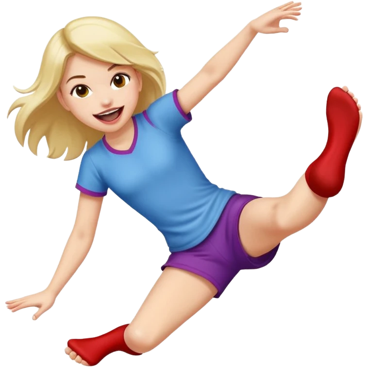 girl kicking feet with tongue out emoji