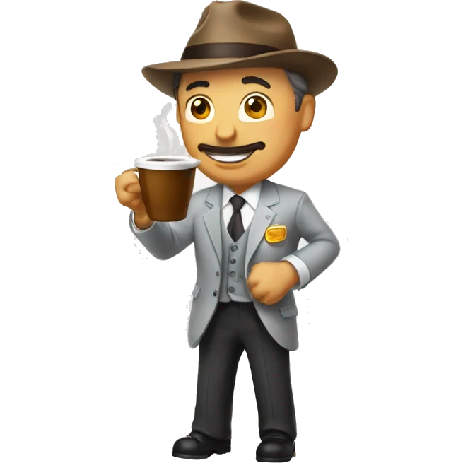Un señor mayor tomando café emoji