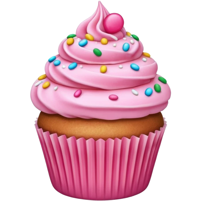 cupcake with pink icing, sprinkles on top emoji