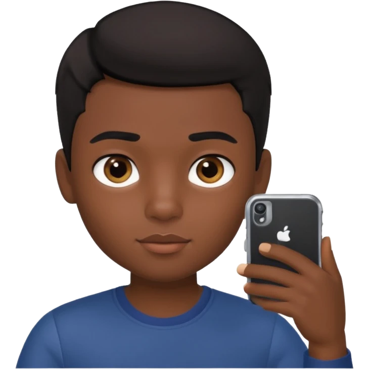 generate a pretty bratz dark skinned boy with short black hair taking a selfie emoji