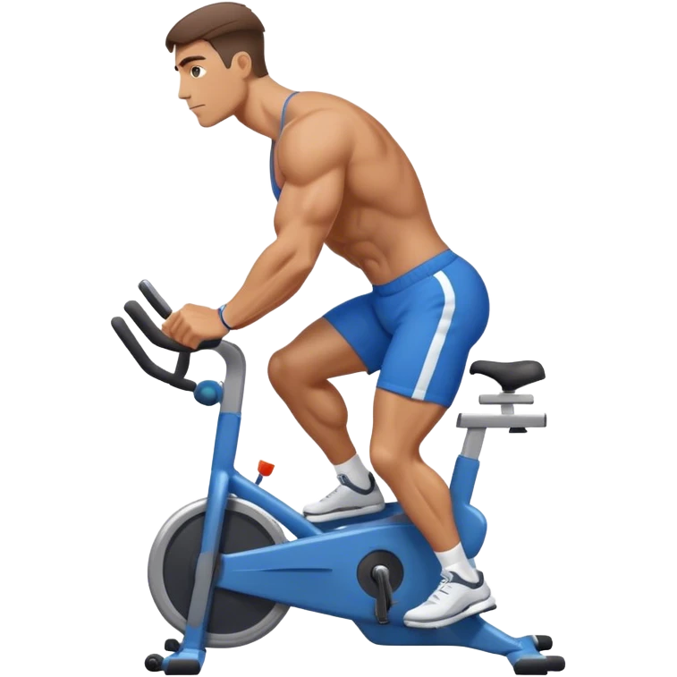buff guy blue shorts stationary bike emoji