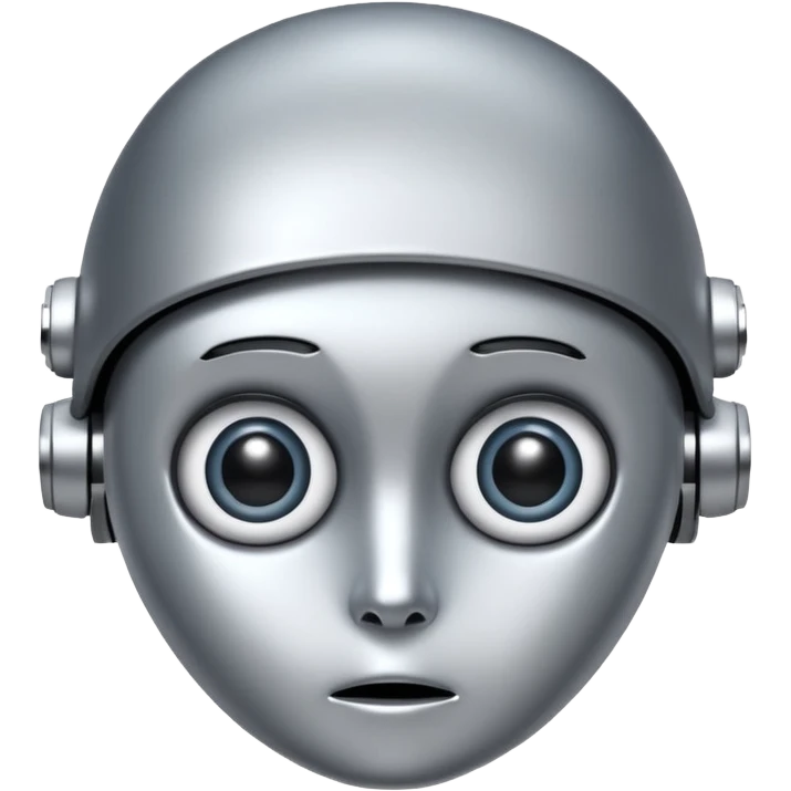 robot assistant with big eyes staring intently, iOS emoji style, transparent background emoji