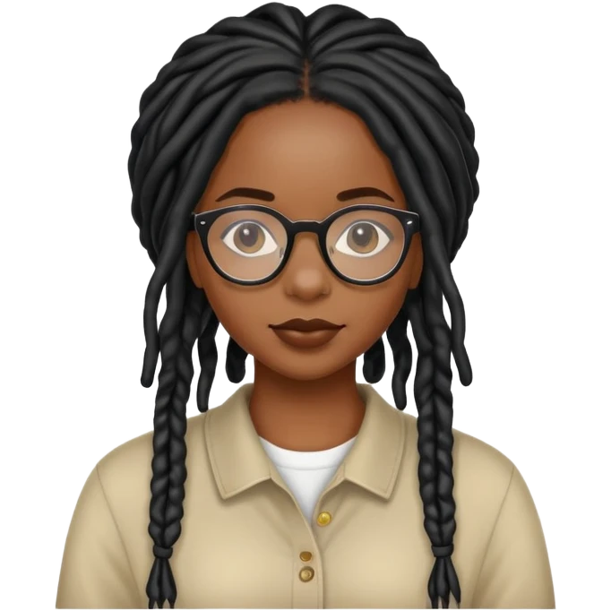 Black girl with locs and glasses emoji