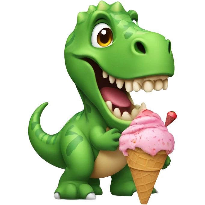 a dinosaur holding an ice cream emoji