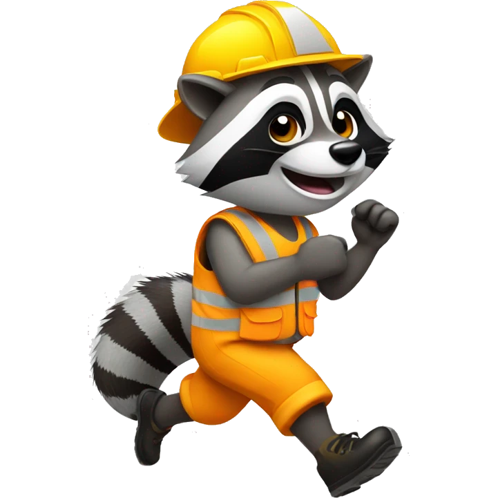 Raccoon construction worker running emoji