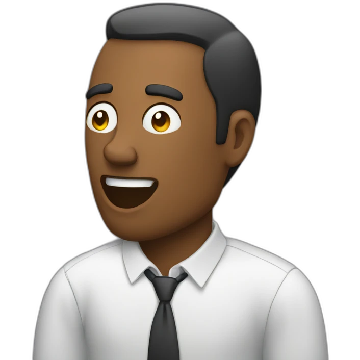 A man talks to his mobile phone sideways emoji
