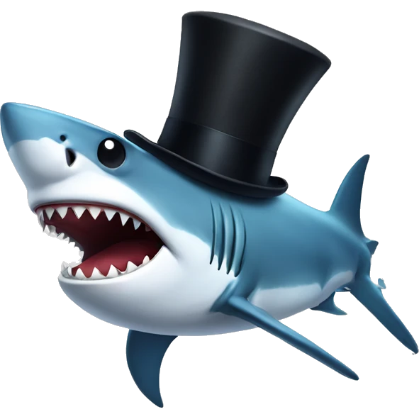 Shark with a top hat emoji