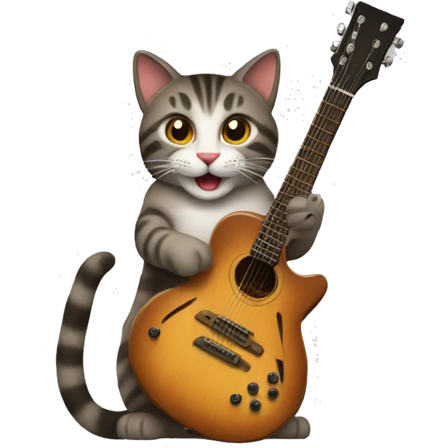 cat playing a fendor guitar emoji