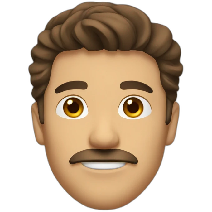 man with brown hair comped sideways and a small mustache zorro emoji