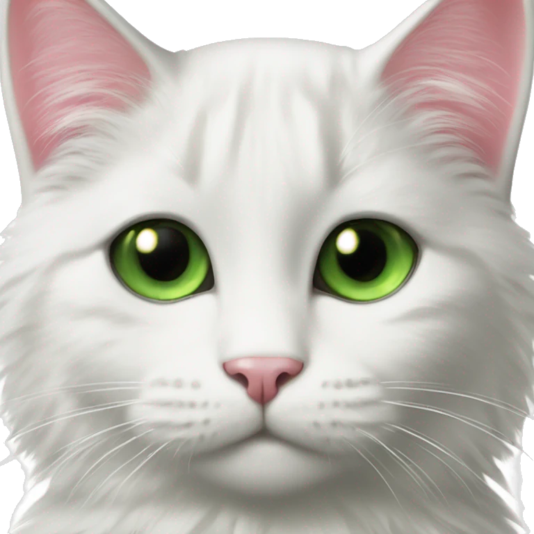 fluffy tuxedo cat with green eyes and pink nose emoji