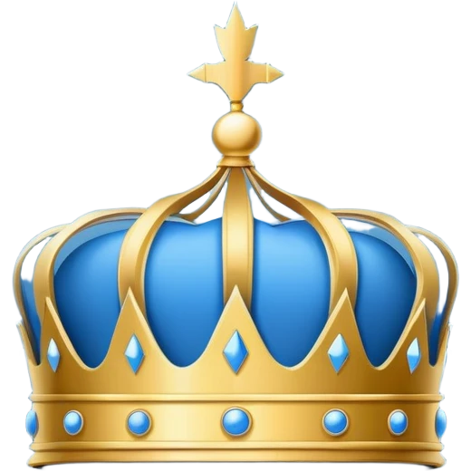 side view of a blue blueprint plan with minimal white lines and a simple crown drawing emoji