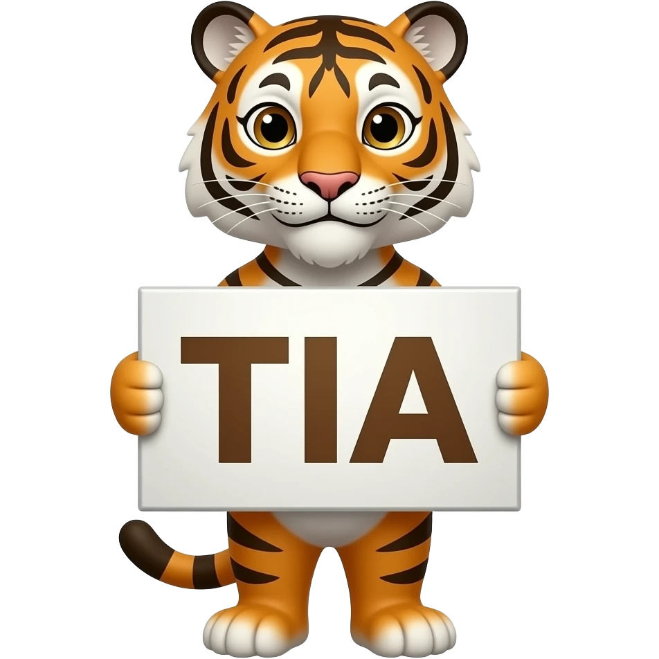 tiger holding a large sign that says TIA emoji