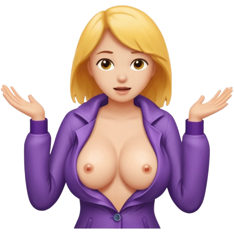 A girl taking off her coat showing big wet breasts emoji