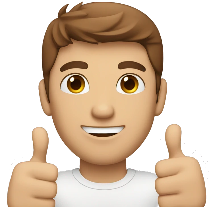 A man with thumbs up blue eyes and brown hair emoji