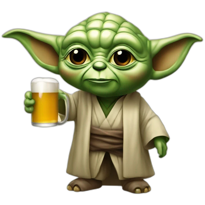 Maître yoda avec une bière emoji