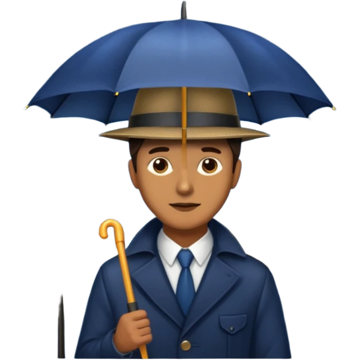 Man with umbrella + streetlight reflection, Midnight Wanderers. emoji