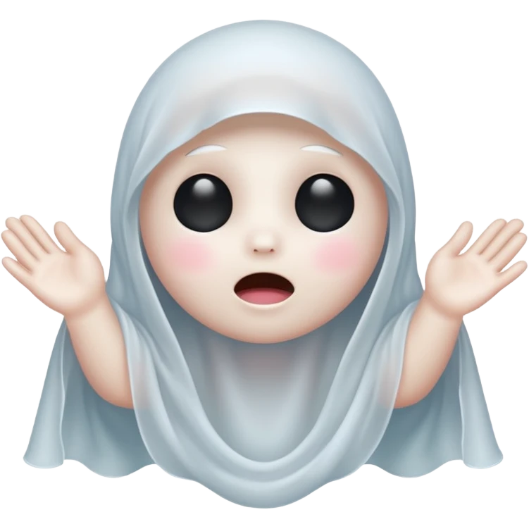 Okay those are wonderful, now make the ghost cover his eyes with cute little hands. Make sure the blush and the cuteness is retained emoji