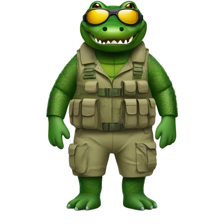 Alligator wearing tactical swimsuit with goggles emoji