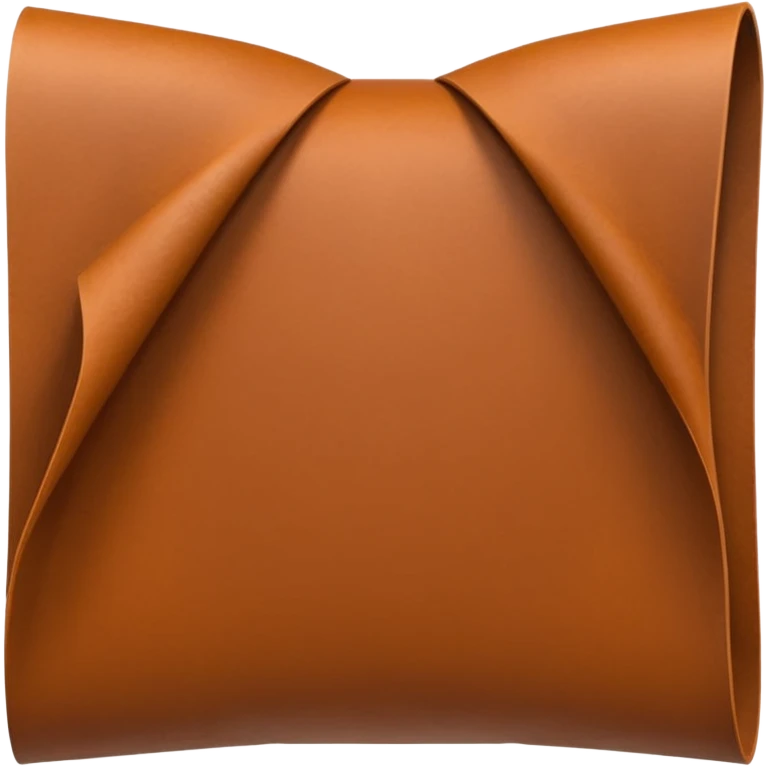Apple-style 3D emoji of a rolled sheet of industrial leather, smooth surface, deep brown color, soft sheen, folded like fabric, with slight creases showing its texture. emoji