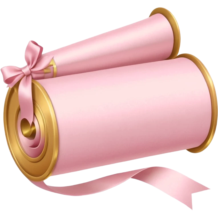 Pastel pink diploma scroll with gold ribbon and satin paper texture emoji