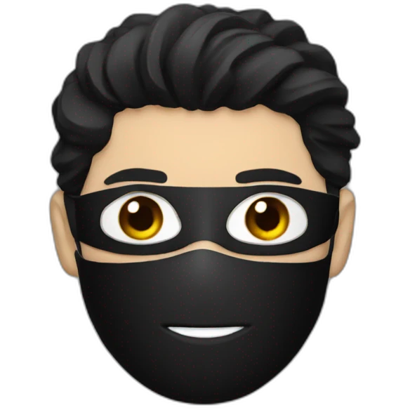 A man holds a knife, wears a black mask, and has black hair emoji