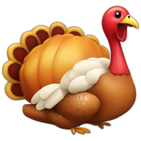 happy Thanksgiving turkey saying "Eat more veggies )" emoji