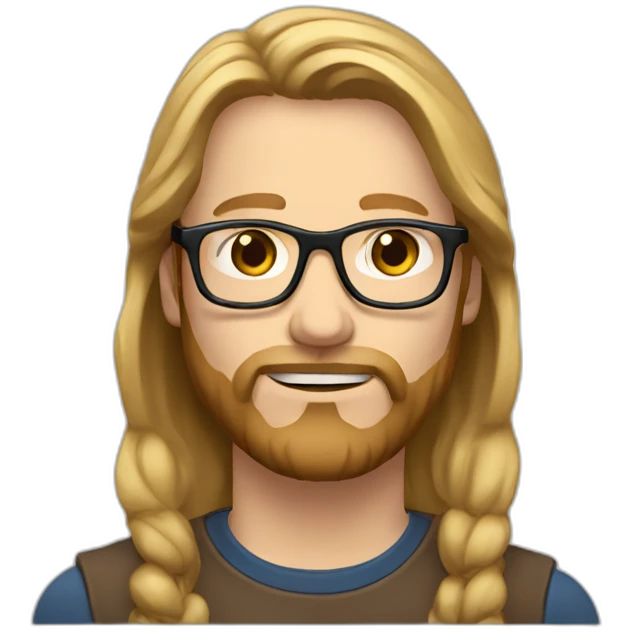Scandinavian man with long brown blonde hair medium beard and glasses emoji