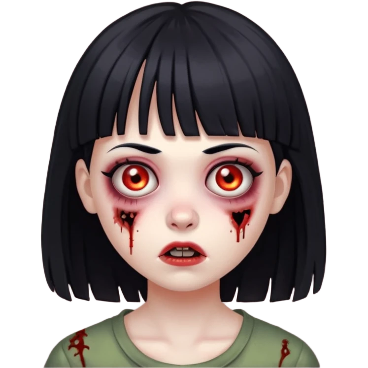 girl zombie with black hair curt with bangs  emoji