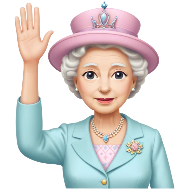 
Queen Elizabeth waves in pastel clothes emoji