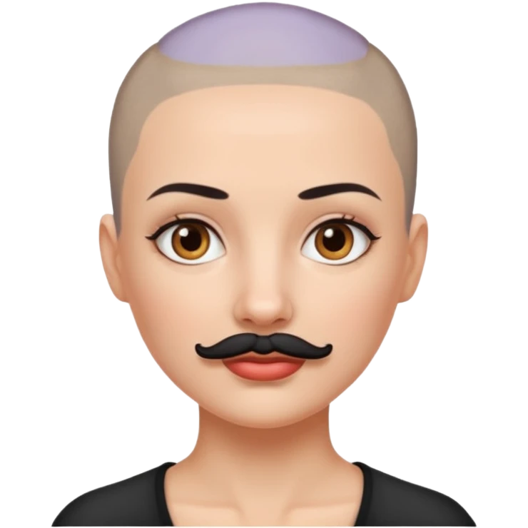 WOMEN BALD AND MUSTACHE emoji