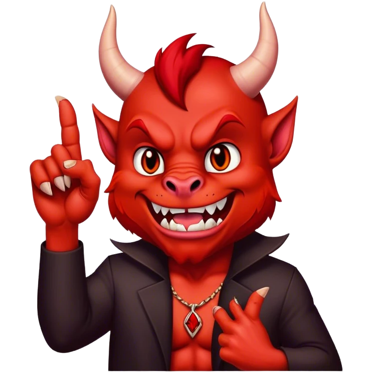 devil sticking middle finger up emoji