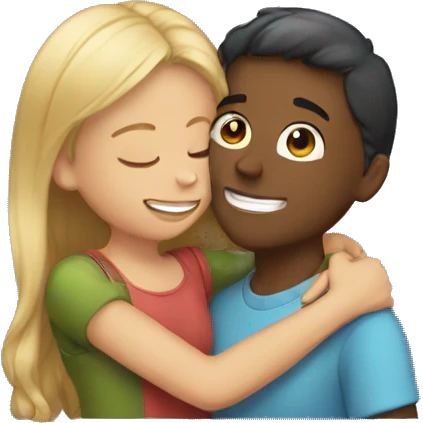 hugging and kissing boy and girl  emoji