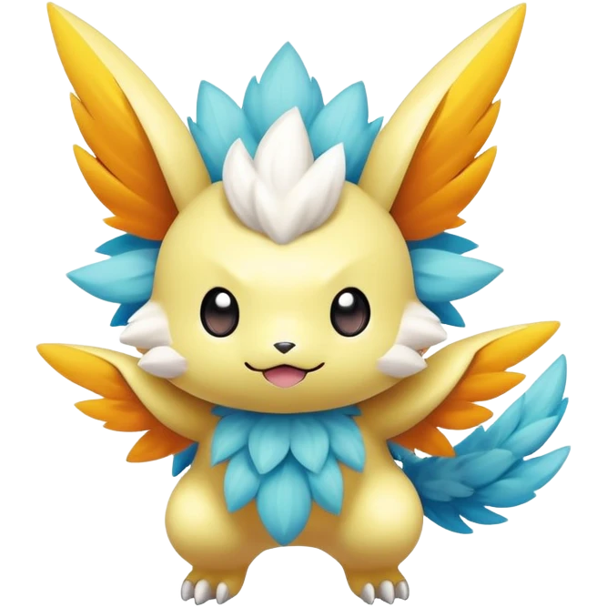 Elemental Flying-type-Electric-type colorful exotic cute chibi anime-style Pokémon-Fakémon-creature emoji