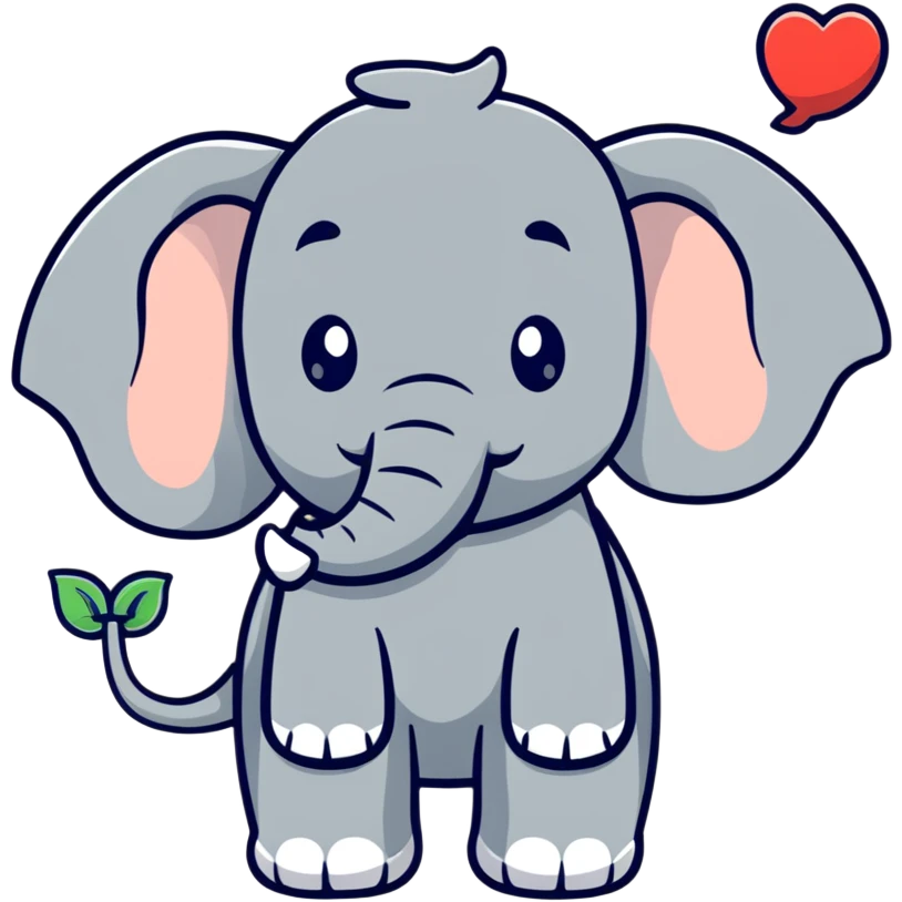 Elephant blowing a kiss emoji