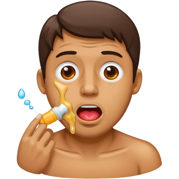 Man drooling out glue emoji