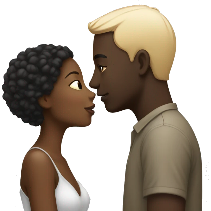 Black girl kissing a white man emoji