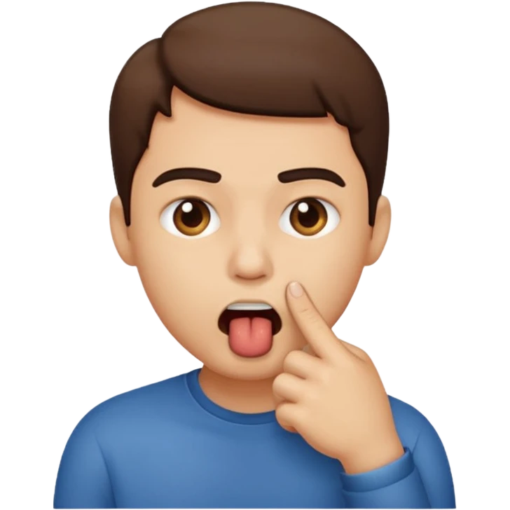 Mordendo um dedo dentro da boca com emoji emoji