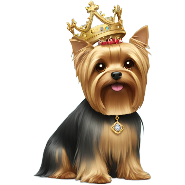 Two Yorkshire terriers wearing crowns emoji