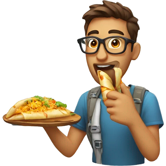 Geeky guy eating kathi roll  emoji