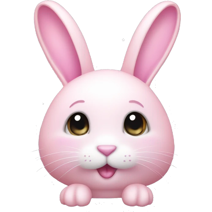 Rabbit "A pastel pink bunny with silky fur, sparkling eyes, long glowing ears, and tiny stars floating around its soft, rounded body." emoji