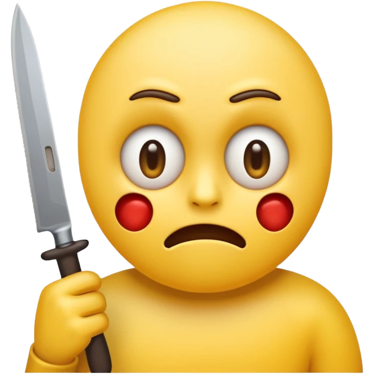 Insane scared injured yellow emoji person with a knife in the classic emoji style  emoji