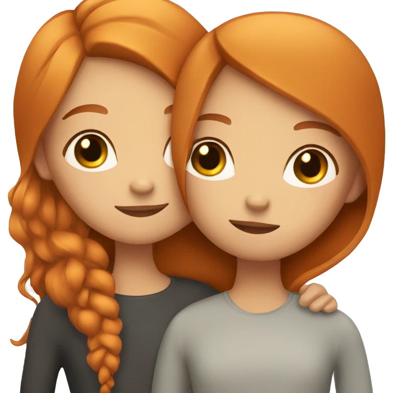 a ginger girl with long eyelashes and a brunette with long eyelashes hugging each other  emoji