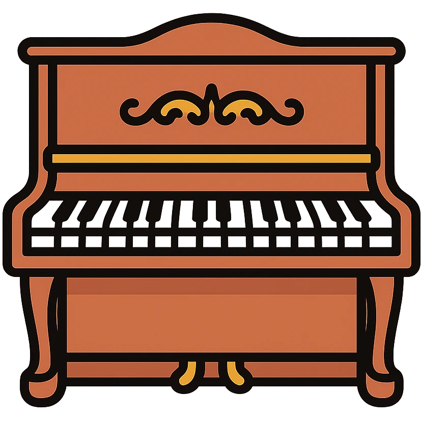 upright piano, vintage, ornate details, classical music vibe, elegant, refined emoji
