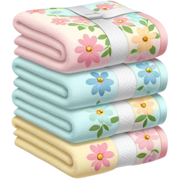 Stack of pastel floral folded towels emoji